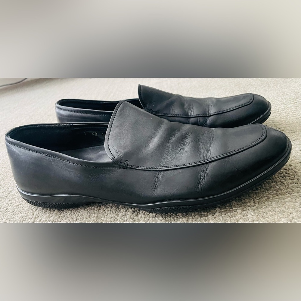 PRADA *LINEA ROSSA* Mens Black Slip On Logo Vamp Loafer With Dust Bag - Picture 4 of 9
